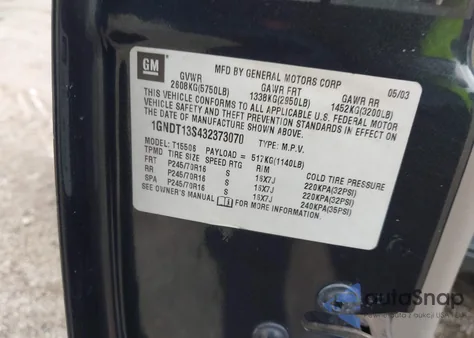 2003 Chevrolet Trailblazer Ls from USA, damaged, VIN 1GNDT13S432373070